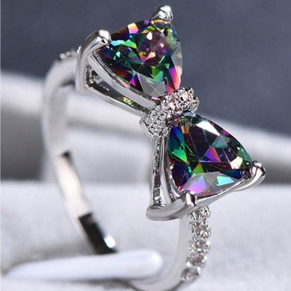 Elegant 925 Sterling Silver and Multicolor Gemstone Ring-sz7